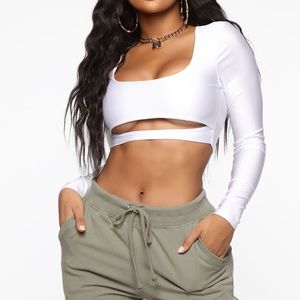 Long sleeve cut out crop top